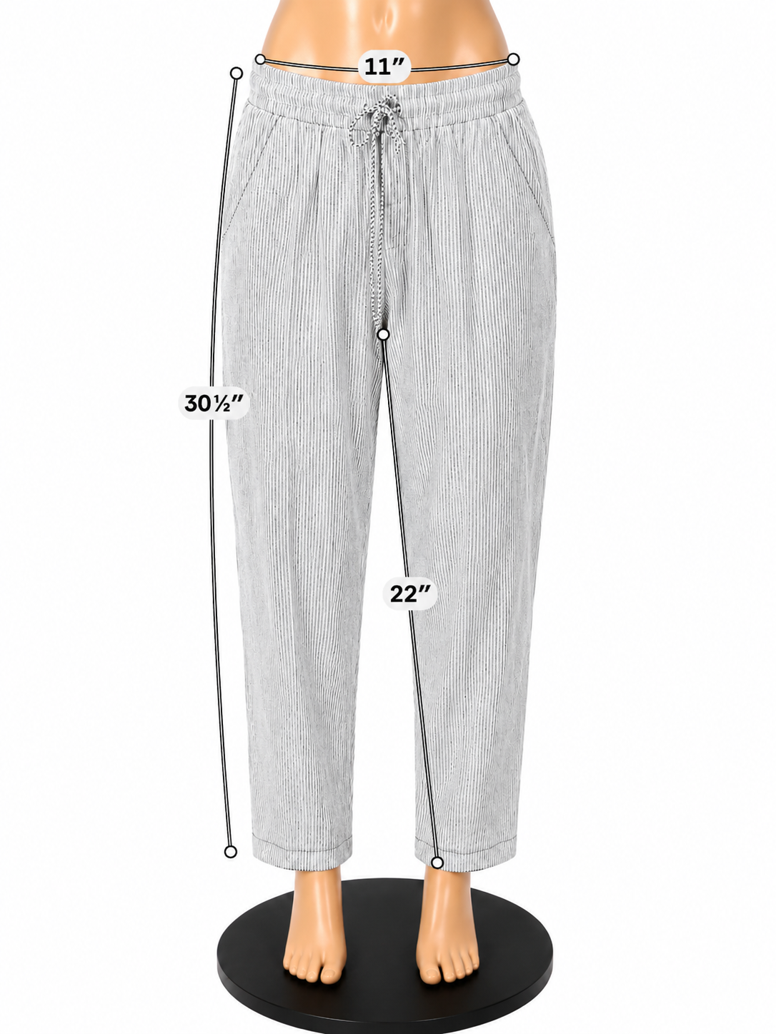 J.Crew Re-Imagined Navy & White Stripe Linen Blend Pull-On Pants Size 0 - ONLINE ONLY