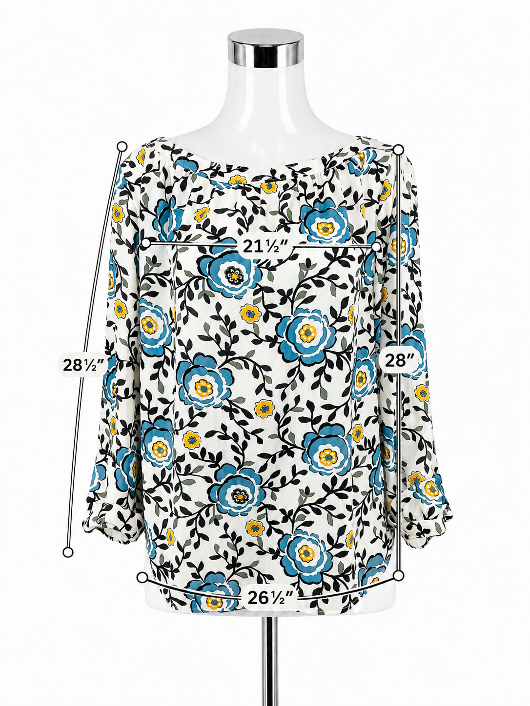 LOFT Outlet Floral Boatneck Blouson Sleeve Blouse | Size XL