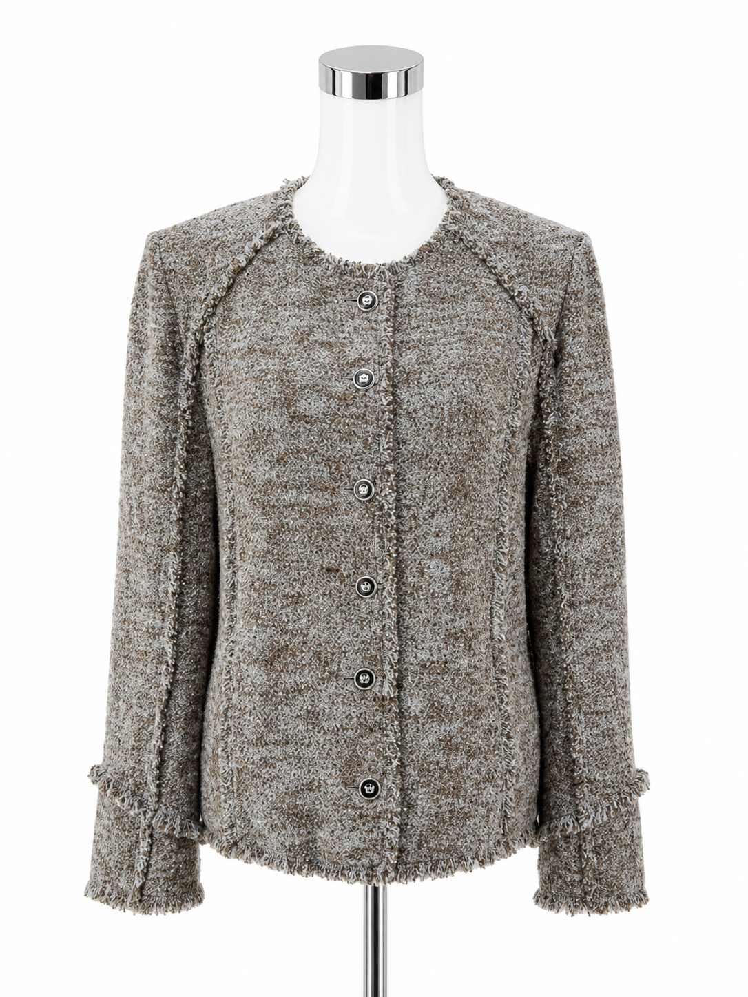 St. John Collection Margherita Bouclé Fringe Trim Jacket Size 10