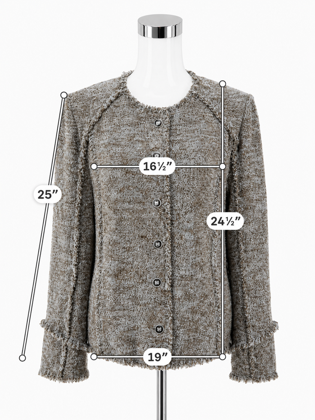 St. John Collection Margherita Bouclé Fringe Trim Jacket Size 10