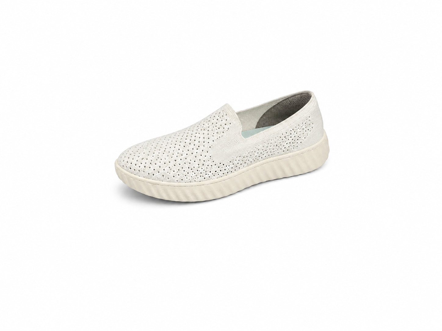 LifeStride Wendy Knit Slip-On Shoes Womens Size 10 Off-White Comfort Loafer