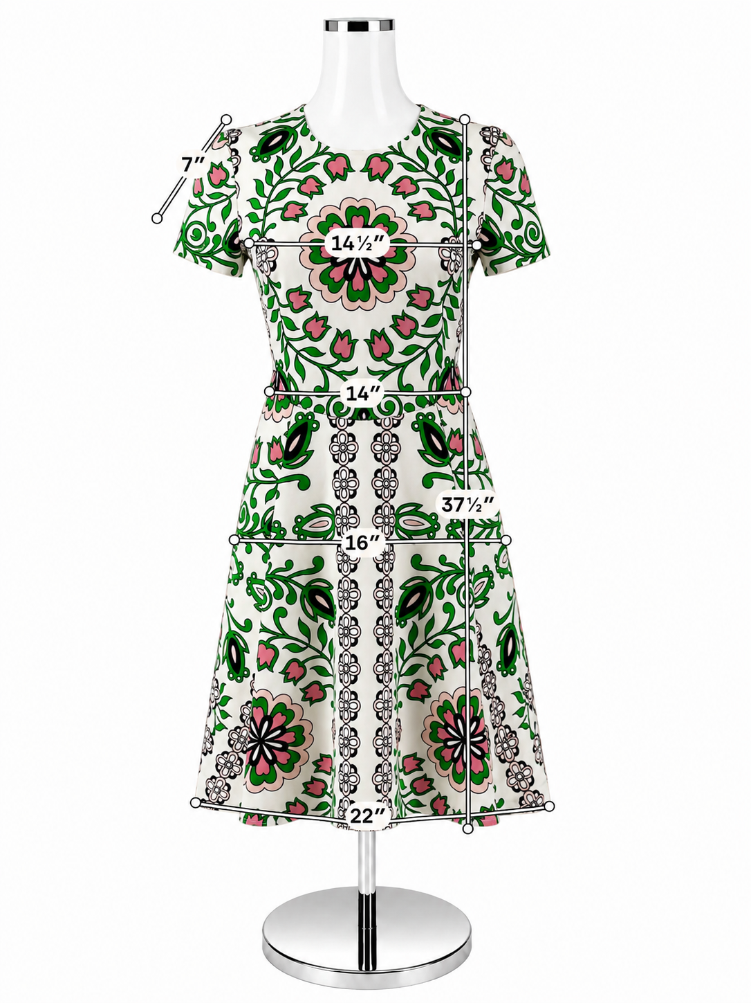 Tory Burch Ravena Floral Knit Fit & Flare Dress Size Small