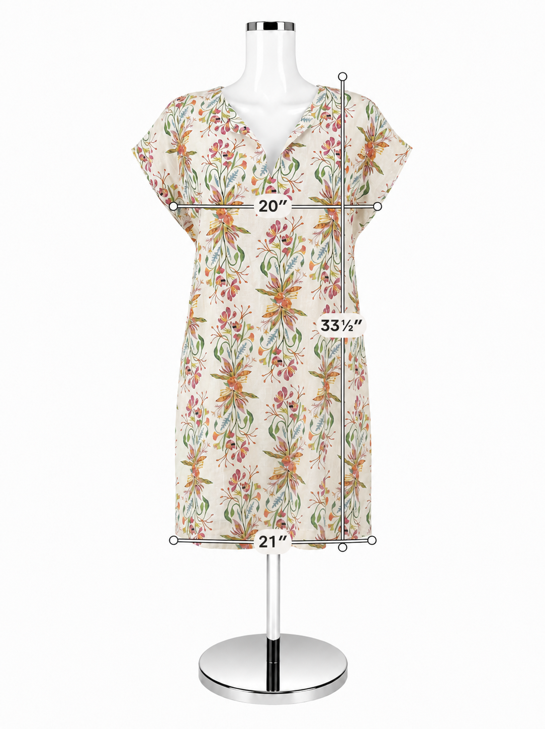 Abbey Glass Watercolor Floral Viscose Linen Tunic Dress Size Small