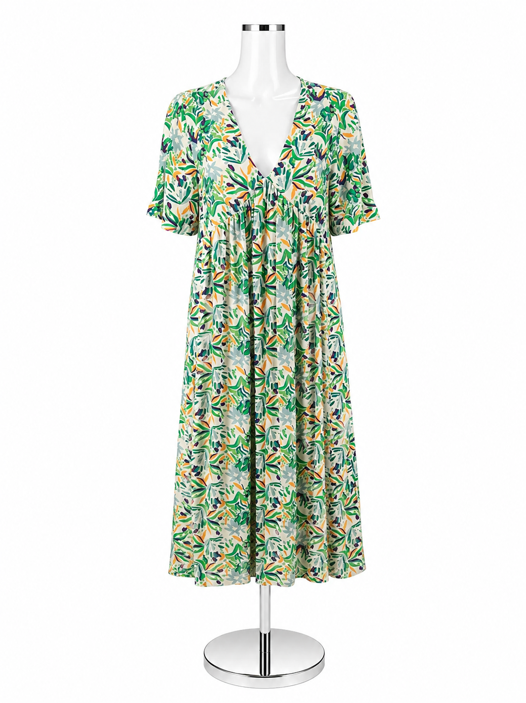 Anna Kay Floral V-Neck Midi Dress Womens Size Large
