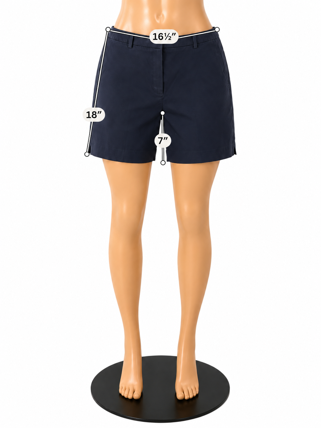 Brooks Brothers Advantage Chino Shorts Womens Size 16 Navy Blue Cotton Flat Front