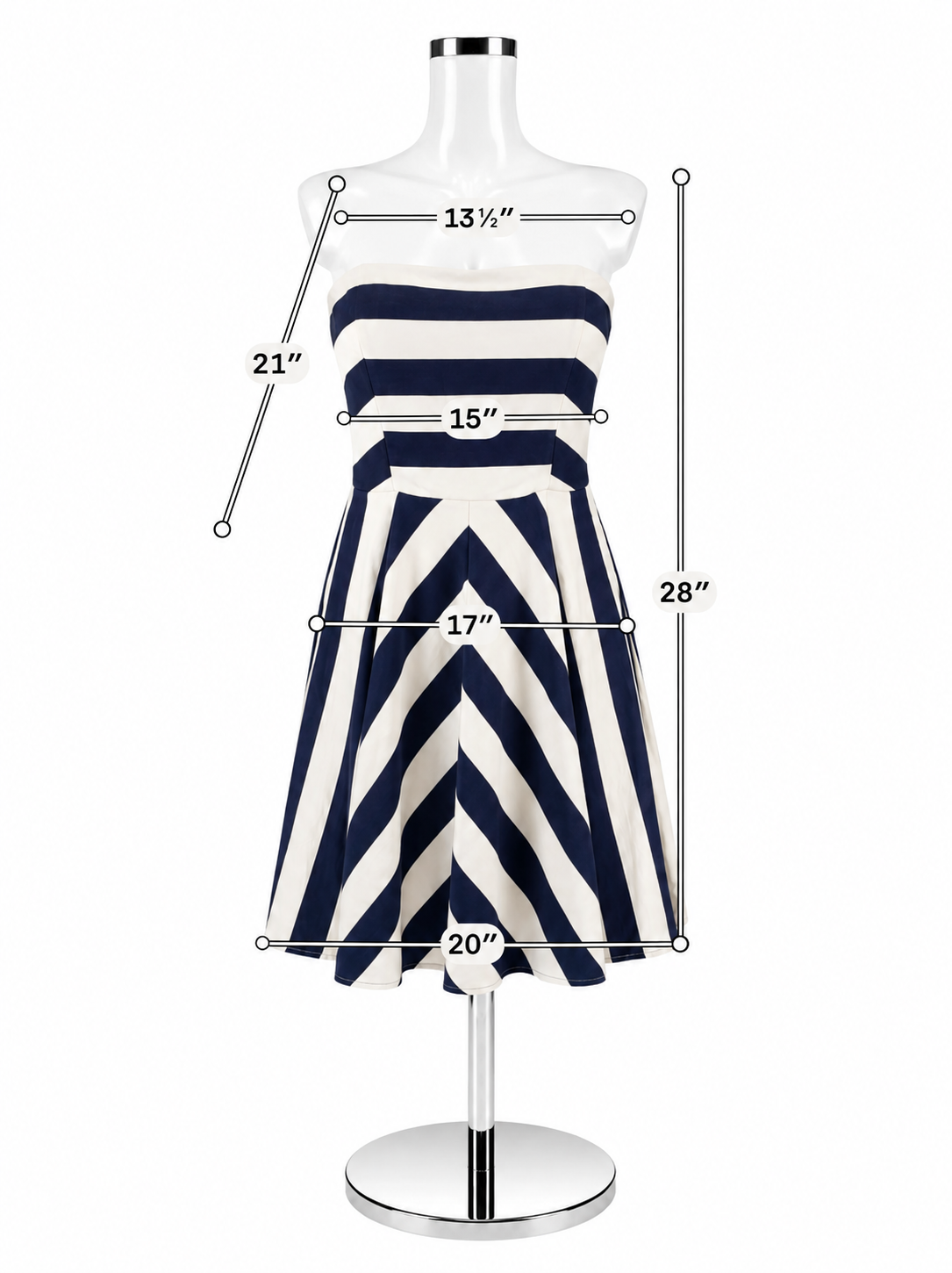 Jodi Kristopher White & Navy Striped Dress – Women’s Size 7