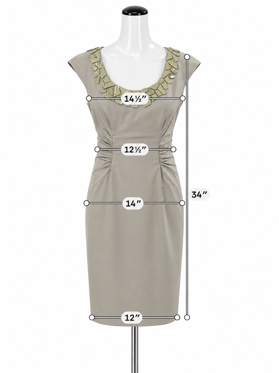 Adrianna Papell Khaki Beaded Cap Sleeve Cocktail Dress Size 4 - ONLINE ONLY