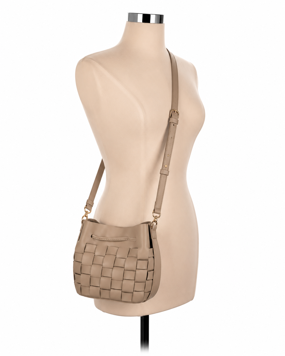 Zara Woven Faux Leather Bucket Bag