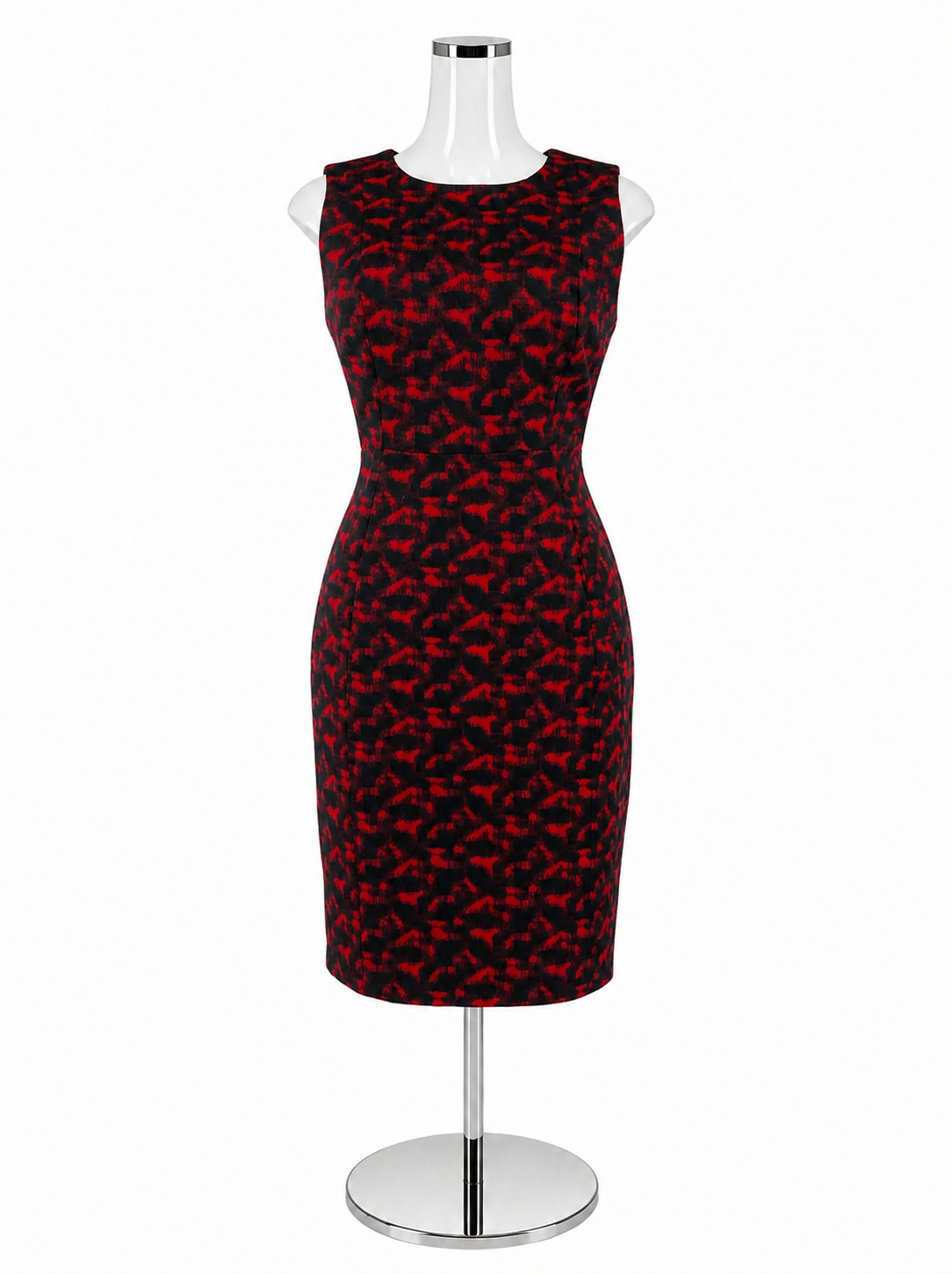 Calvin Klein Red Black Jacquard Sheath Dress Size 8 – Margaret's Fine Consignment