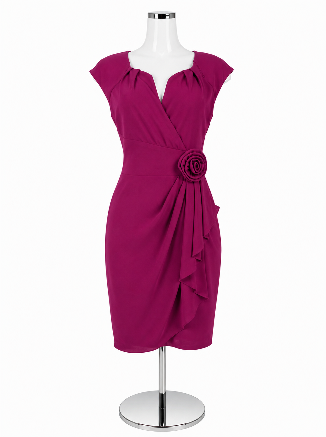 womens fuschia dress fuchsia: Dresses For Women every body type Fuchsia Draped-Neck Modest Evening Dress