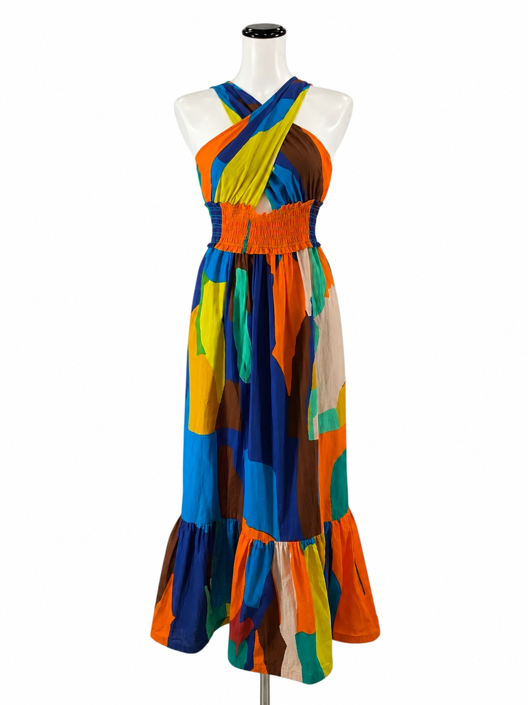 Plenty by Tracy Reese Abstract Print Shirred Maxi Dress