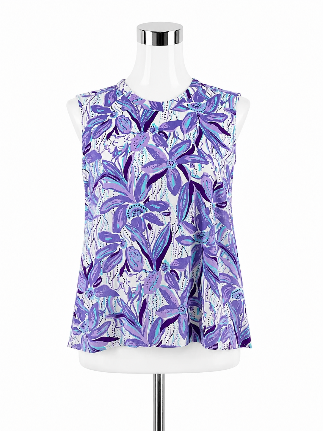 Lilly Pulitzer Nevie Top Orchid Oasis Floral Sleeveless Blouse XL