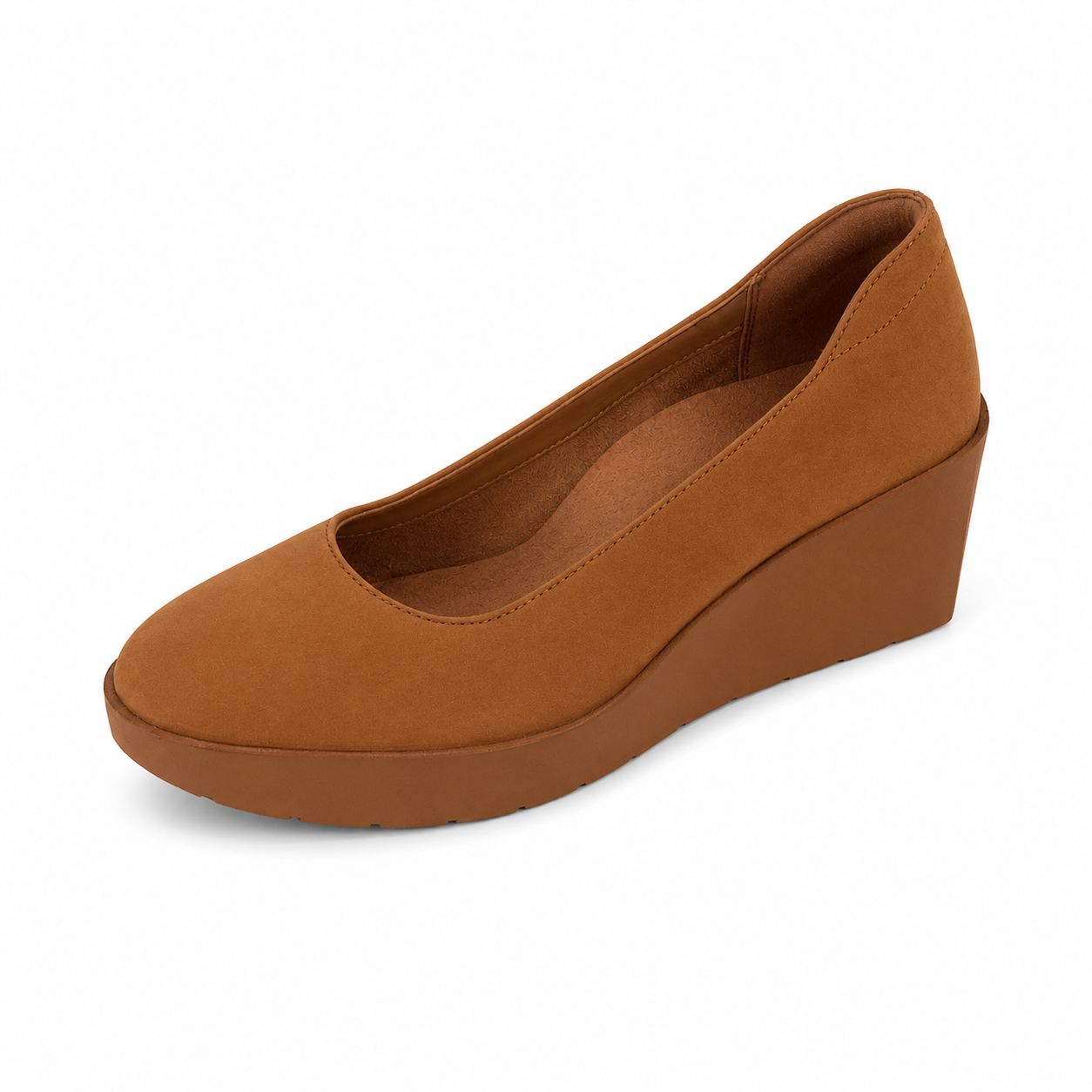 Vionic Camel Tan Nubuck Wedge Pumps | Women&