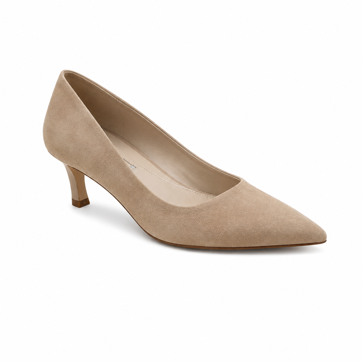 MM Lafleur The Irene Kitten Heel Nude Suede Pointed Toe Pumps | Size 7.5