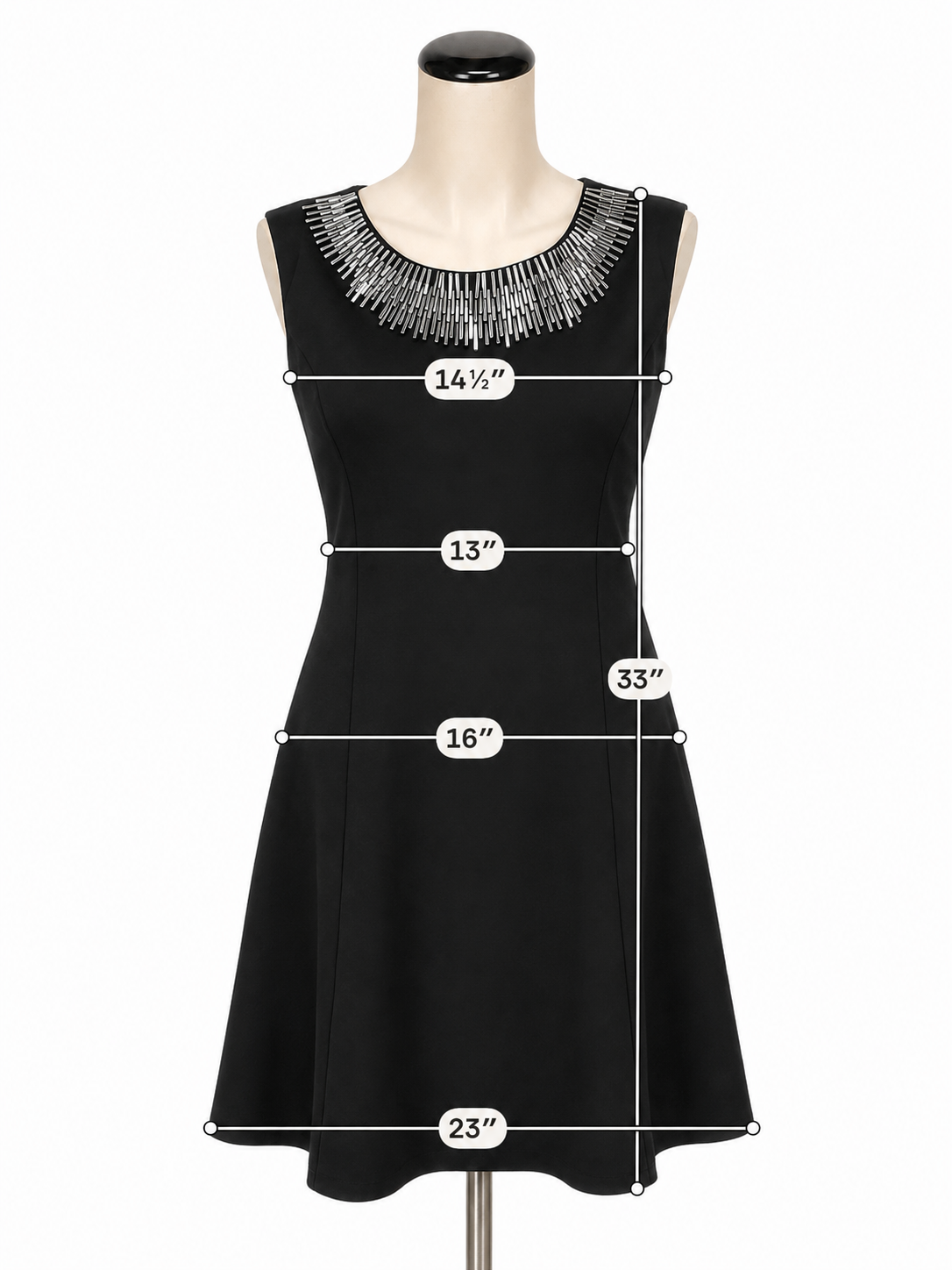 Alfani Beaded Neckline Sleeveless Shift Dress Black Silver Size 6