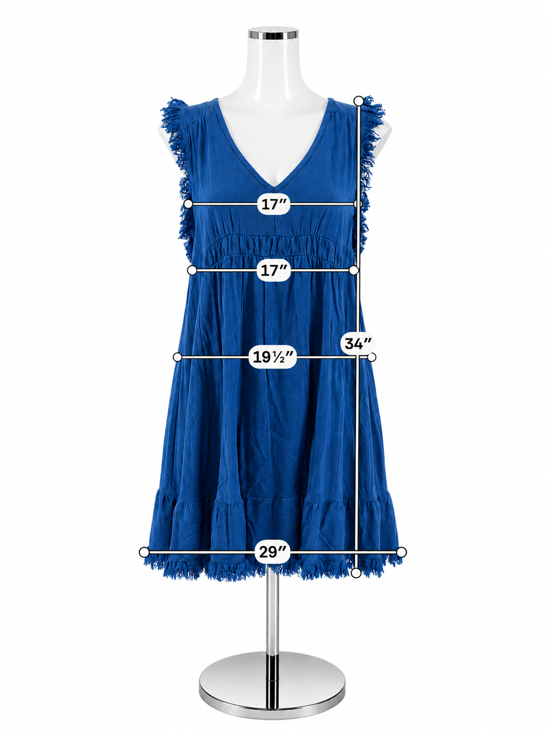 Umgee True Blue Linen Blend Tiered Babydoll Dress Size Medium