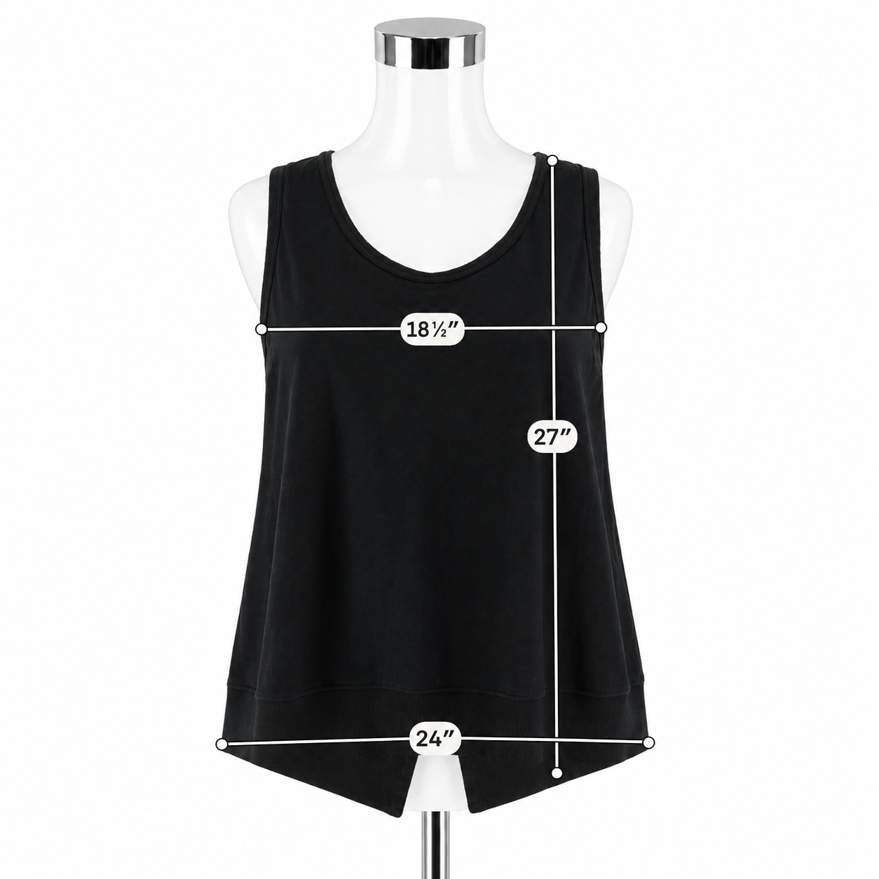 Central Park Black Asymmetrical Drape Back Tank Top Size XL