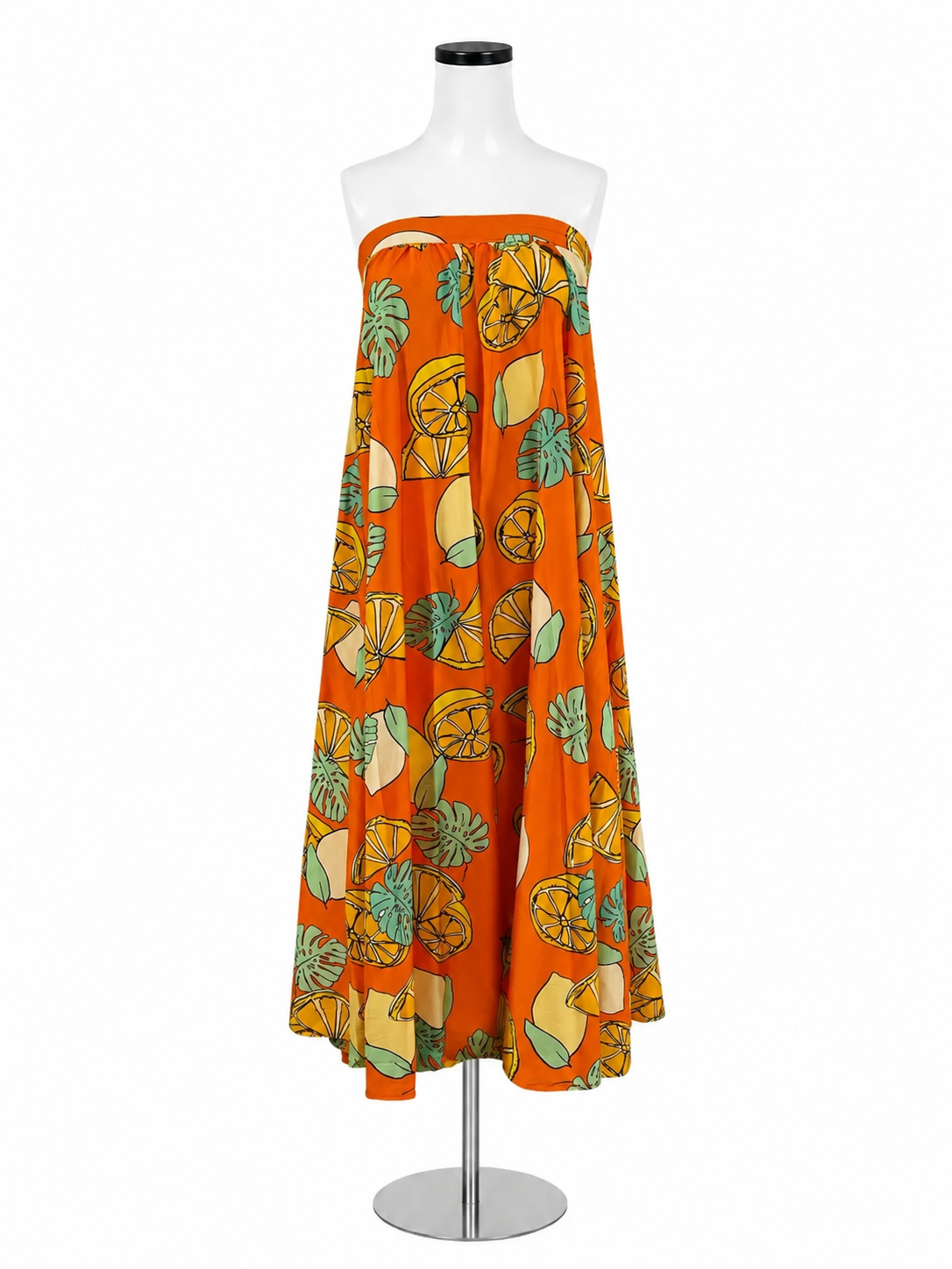 Moon Orchid Lemon Print Strapless Convertible Maxi Dress / Skirt