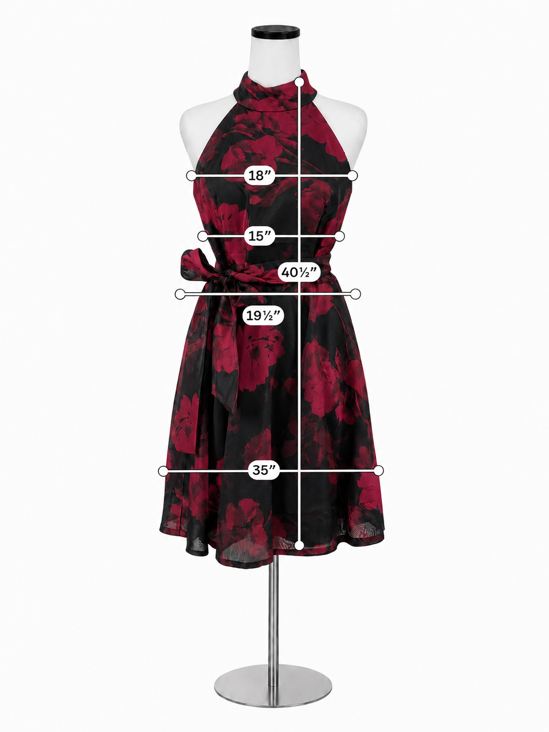 Taylor black/maroon Dress Floral Halter A-Line Cocktail Dress Black Maroon Size 10 - Size 10