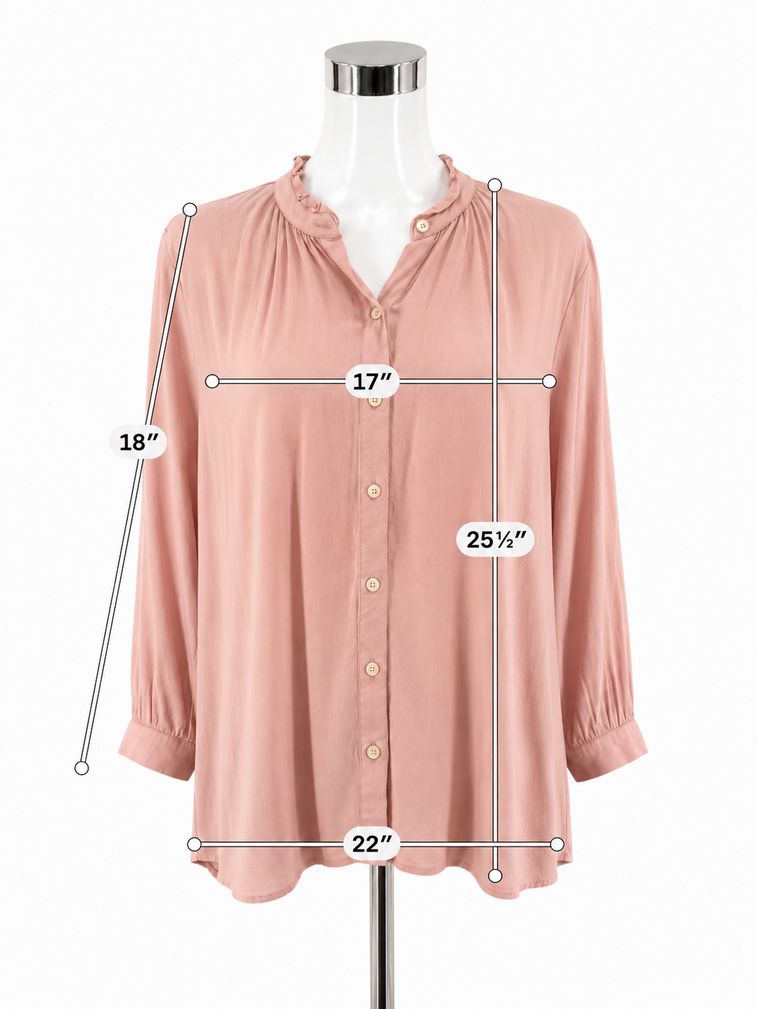 Style & Co Peach Rayon 3/4 Sleeve Peasant Blouse Top Size Medium