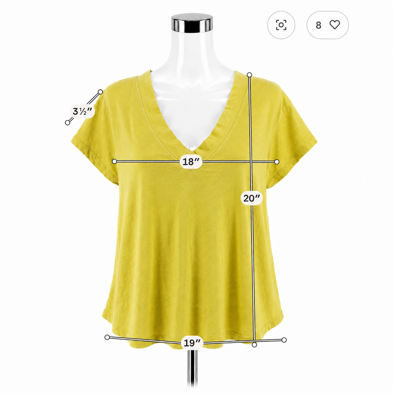 Pilcro Yellow Slub Cotton V-Neck Short Sleeve Tee Top Size Small