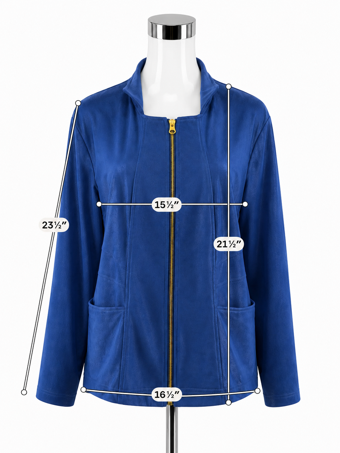 Clara Sunwoo Royal Blue Sueded Knit Full-Zip Jacket | Size XL