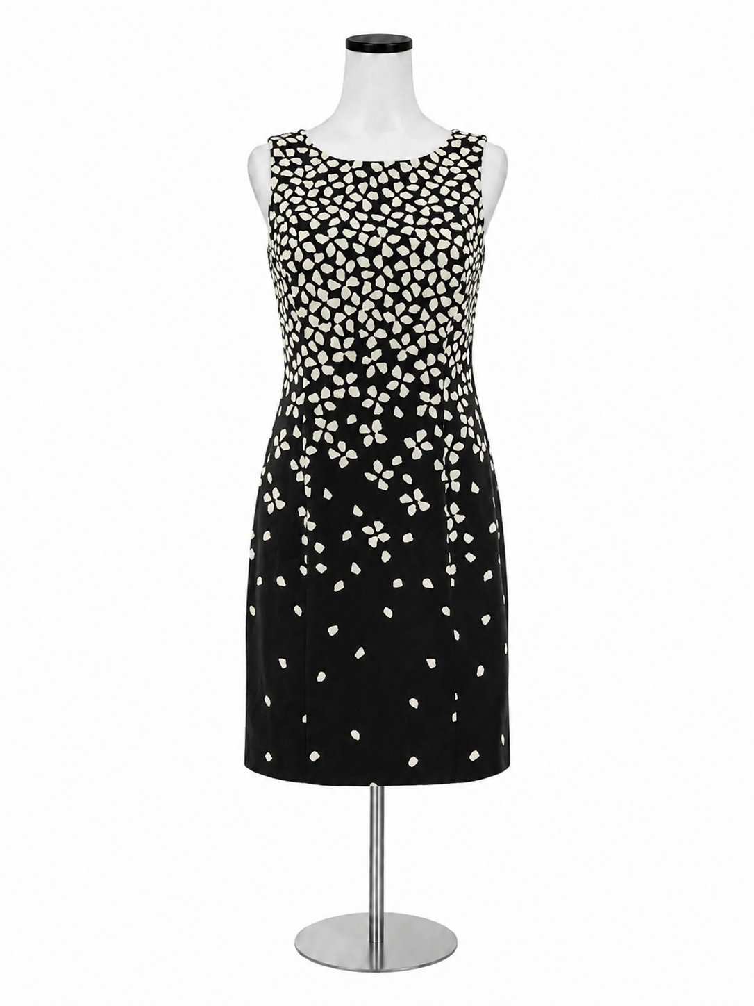 Lauren Ralph Lauren Floral Sheath Dress Black White Cotton Stretch Size 4