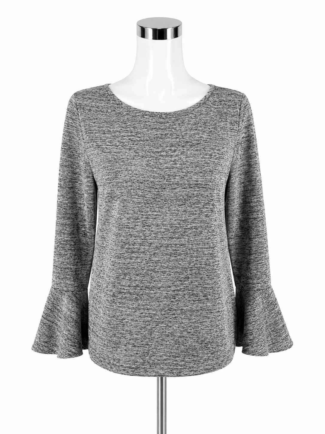 LOFT Heathered Gray Bell Sleeve Boat Neck Top Size Small