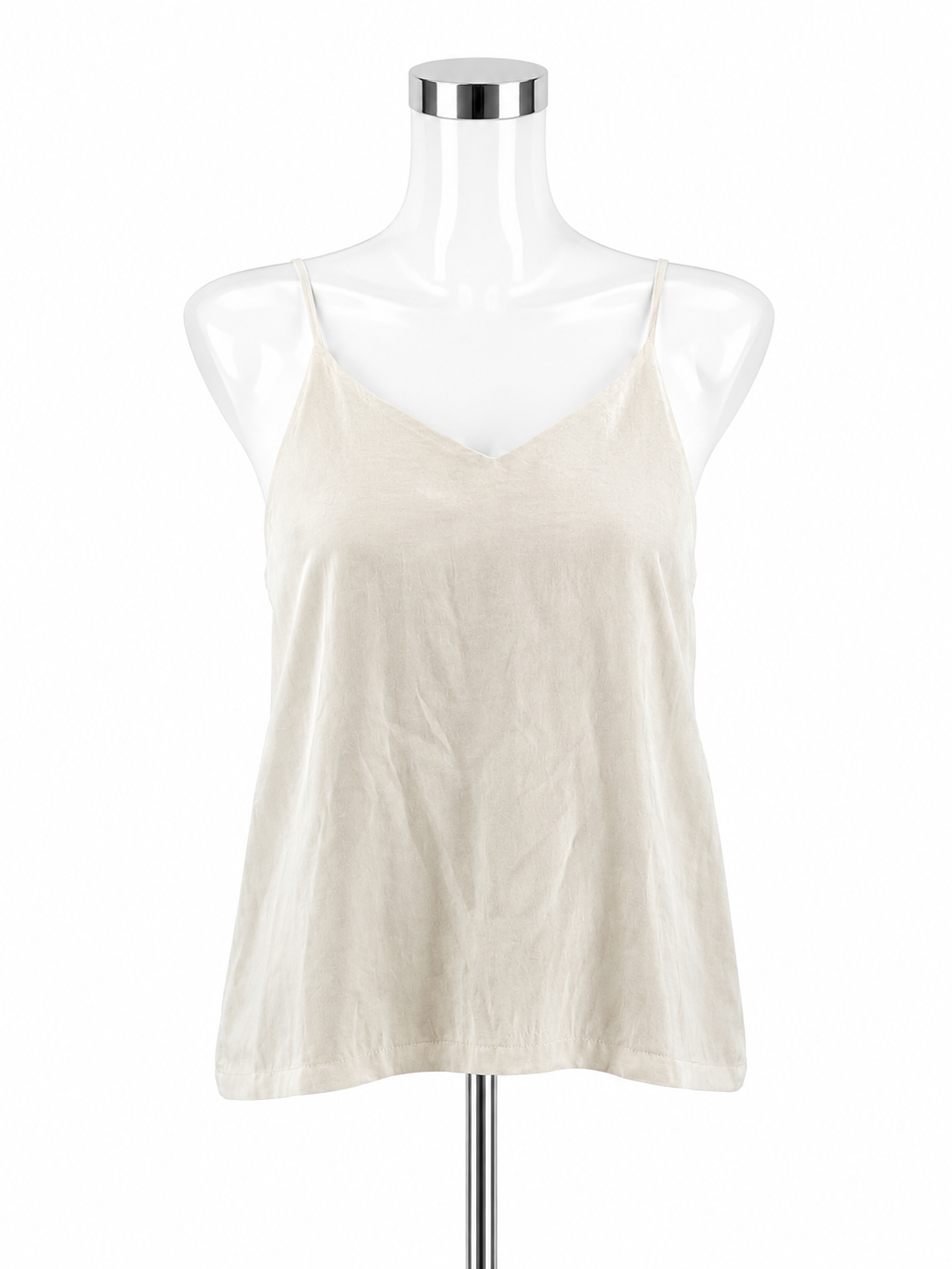 Prologue Cream Satin V-Neck Cami Top Size S | Adjustable Straps Minimalist