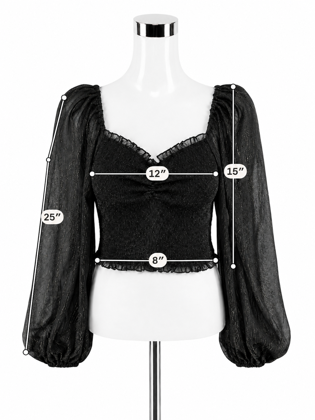 Hyfve Ruffled Smocked Metallic Off Shoulder Crop Top Black Size Medium