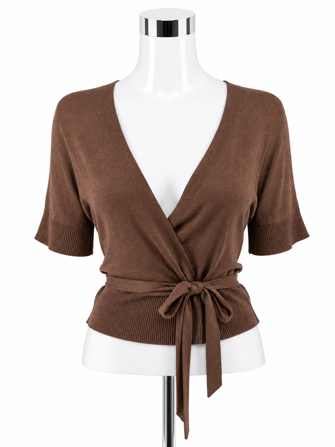 Theory Silk Cotton Blend Dolman Sleeve Wrap Top Brown Size Medium