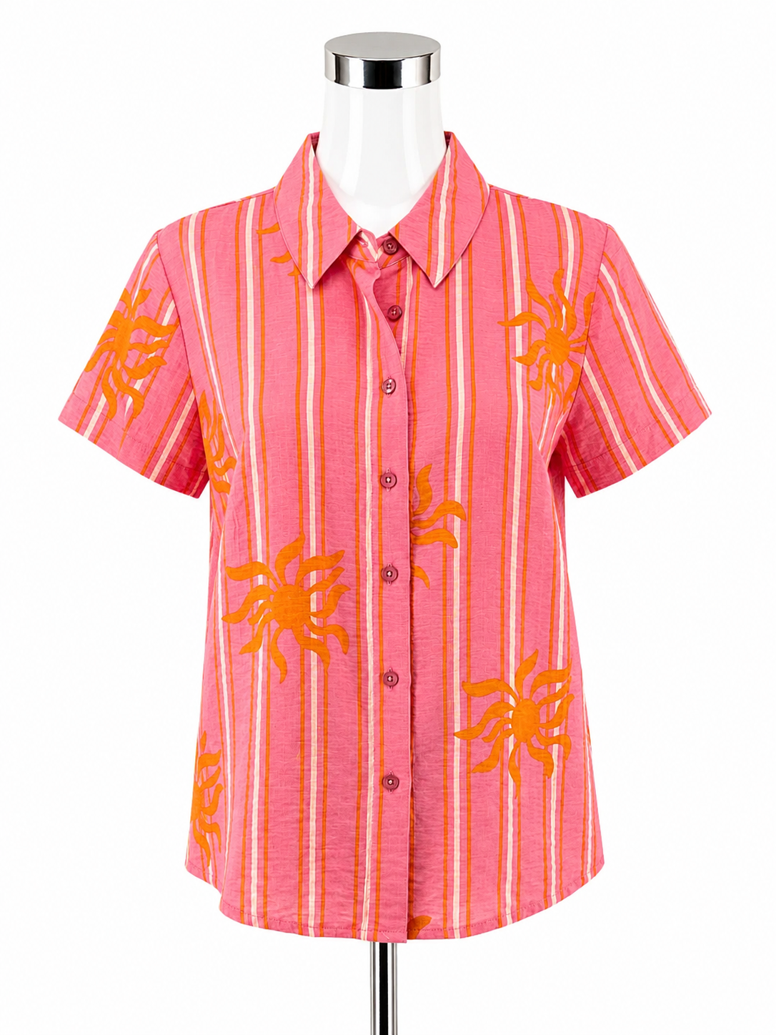 cabi Solstice Top Sun Print Button Up Camp Shirt Size Small
