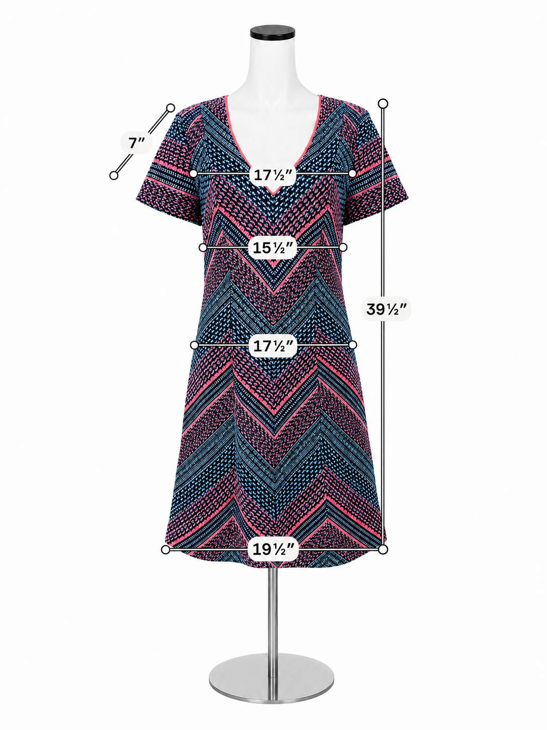Hutchinson Chevron V-Neck Textured Knit Sheath Dress Size 12