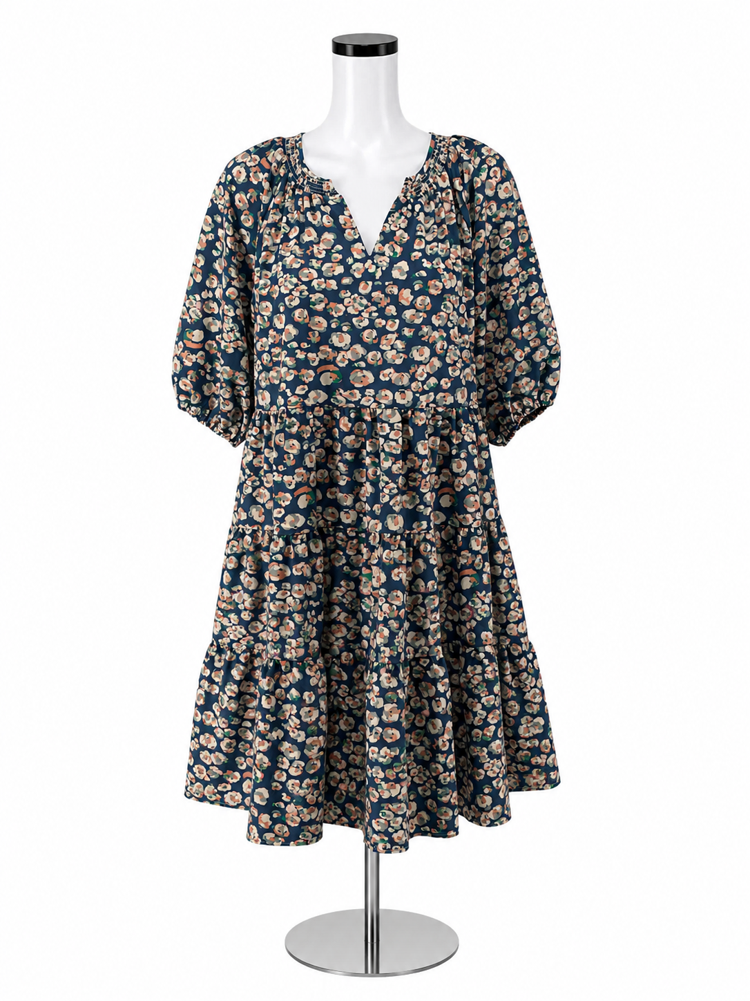 Michelle McDowell Floral Tiered Babydoll Dress with Pockets Size Large