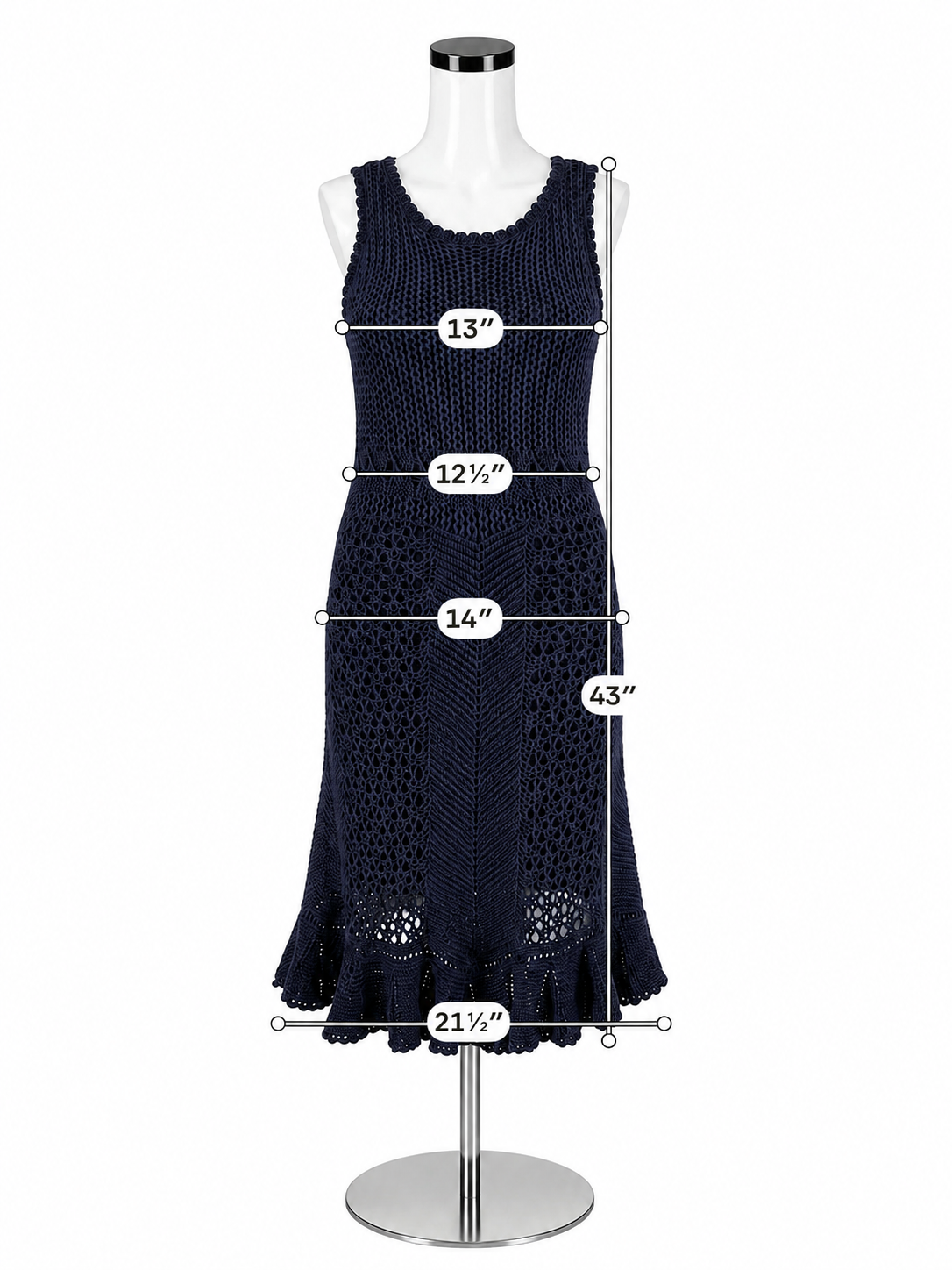 Lilly Pulitzer Talli Crochet Knit Midi Dress Navy Blue Size Medium