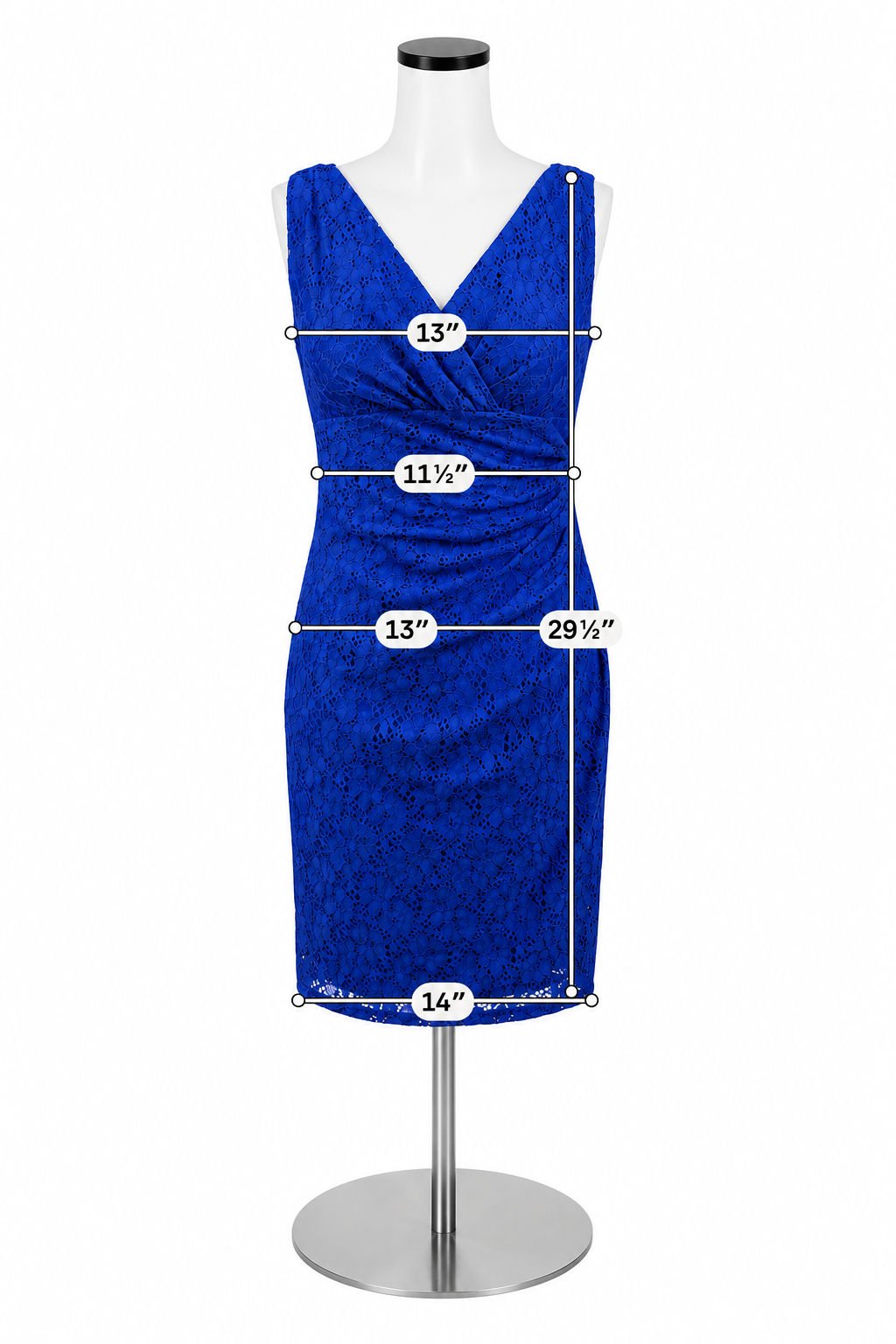 American Living Blue Lace Ruched Cocktail Sheath Dress Size 4