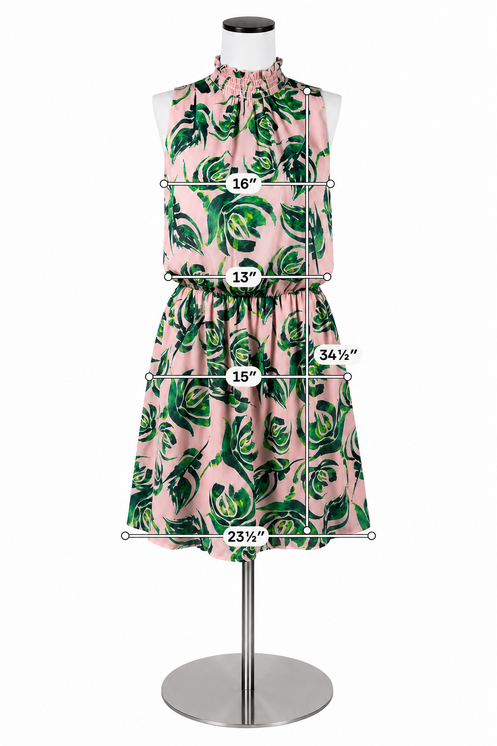 Everly Floral Smocked Halter Neck Mini Dress Size S Pink Green
