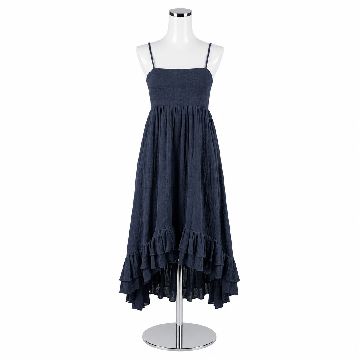 Kleid For Her Navy Blue Tiered Ruffle Midi Dress Size XS