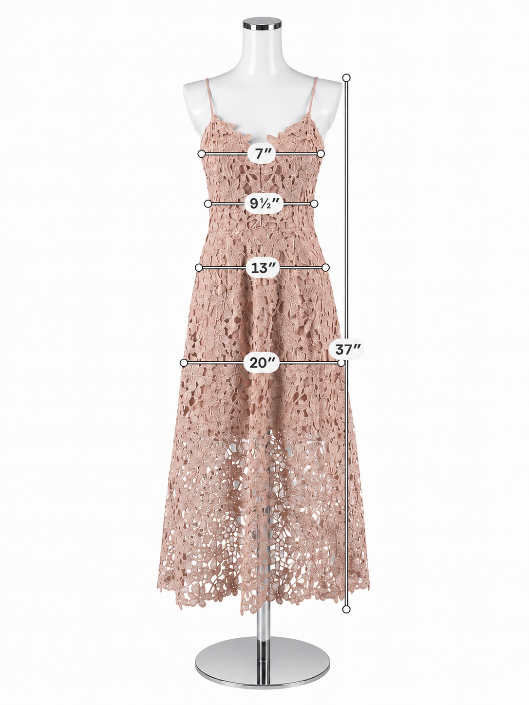 Express Blush Pink Floral Crochet Lace Fit & Flare Midi Dress Size Small