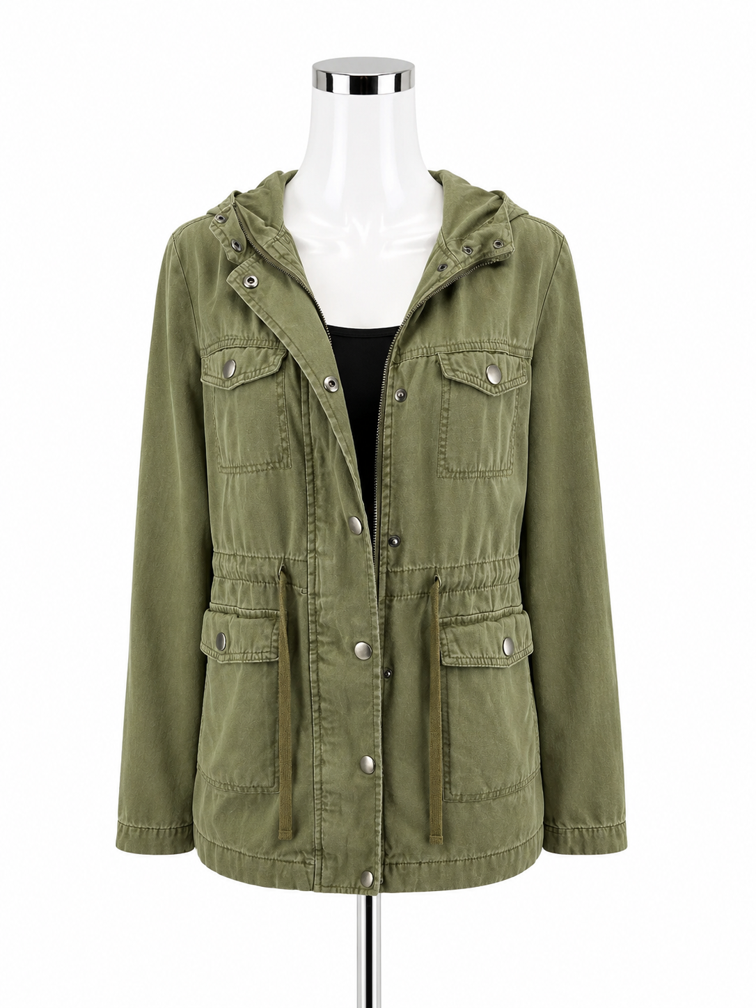 BP. Olive Green Cotton Twill Utility Anorak Jacket | Size Medium