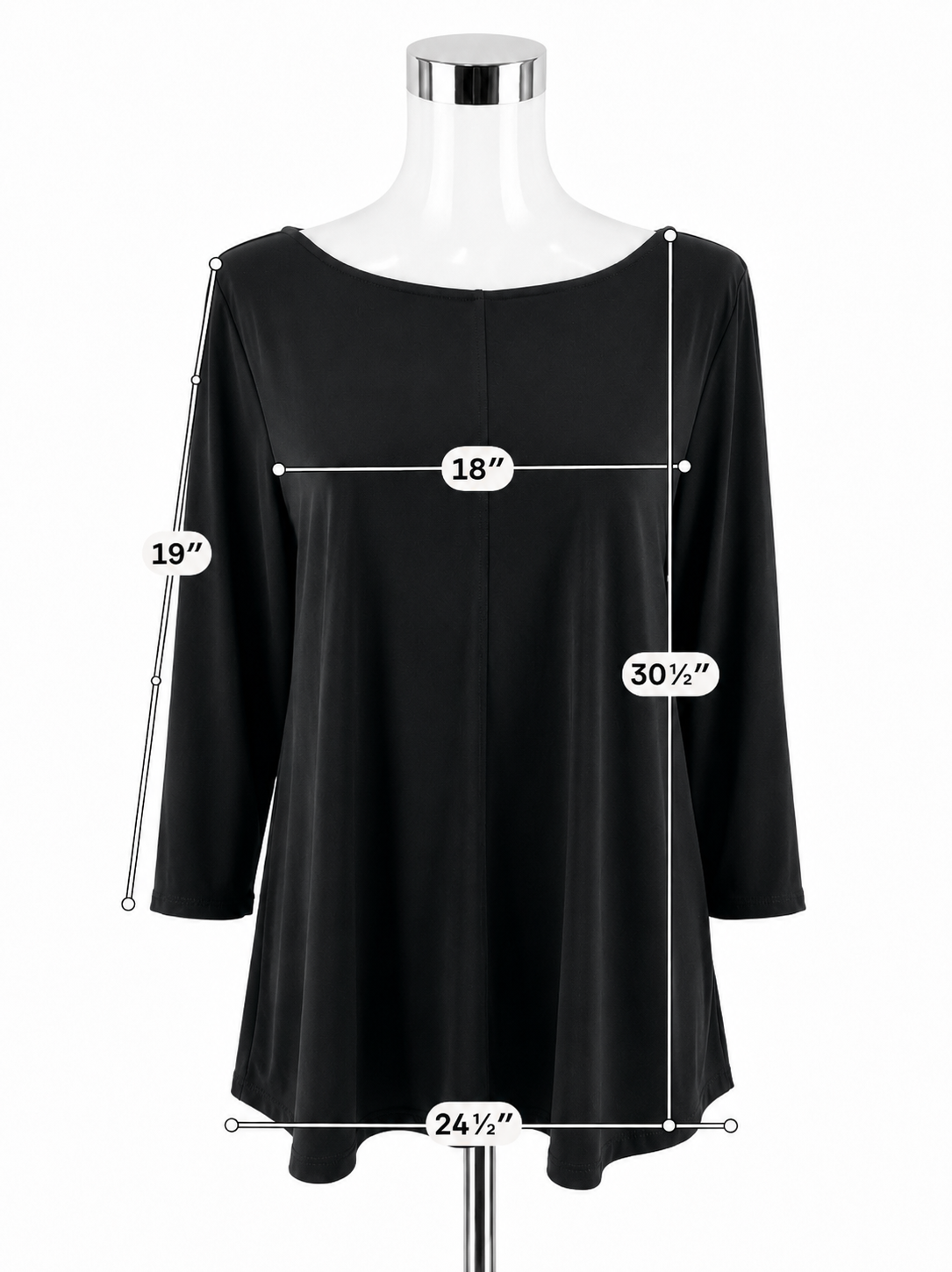 Alfani Black 3/4 Sleeve Stretch Knit Top | Size XL | Wardrobe Staple