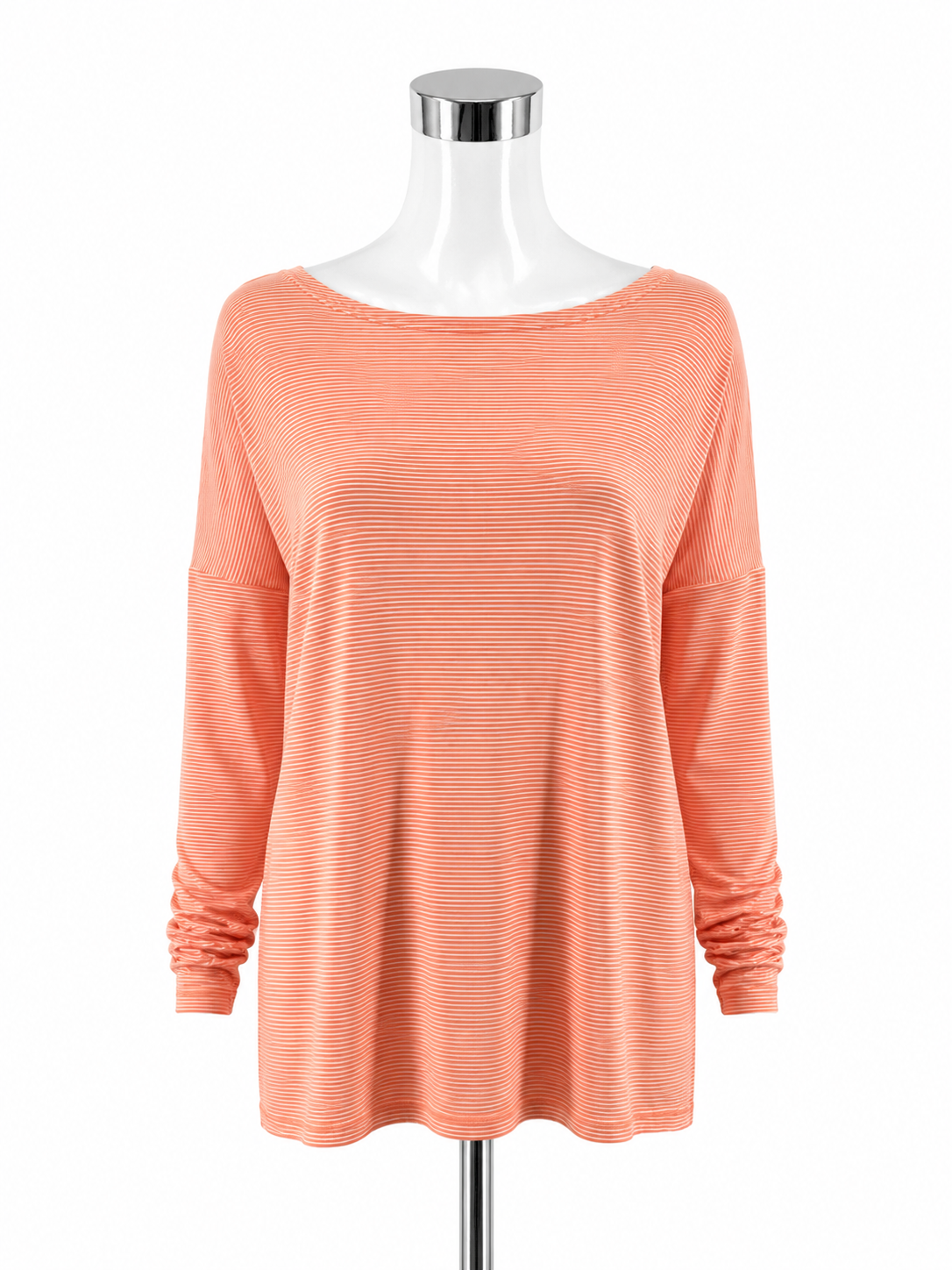 Joy Joy Orange & White Stripe Boat Neck Tunic Top Size Medium