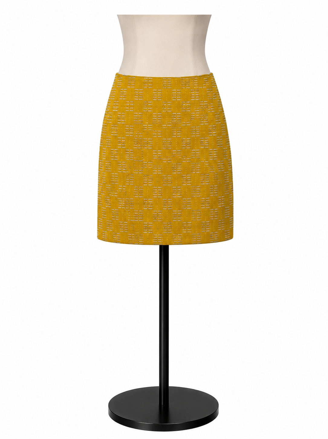 Ann Taylor Yellow Skirt Metallic Dash Grid Mini Skirt Mustard Yellow Size 12 - Size 12