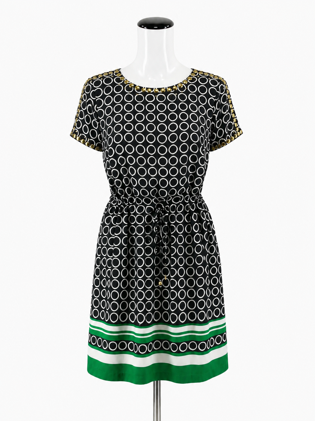 MICHAEL Michael Kors navy/white/green/gold Boho Michael Kors Navy & White Circle Print Studded Dress Size Small - Size S