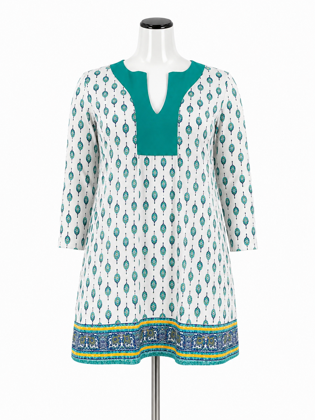 Cabana Life white/turquoise Coverup St. Armands Tunic Dress UPF 50+ Swim Cover-Up Size 2X - Size 2X