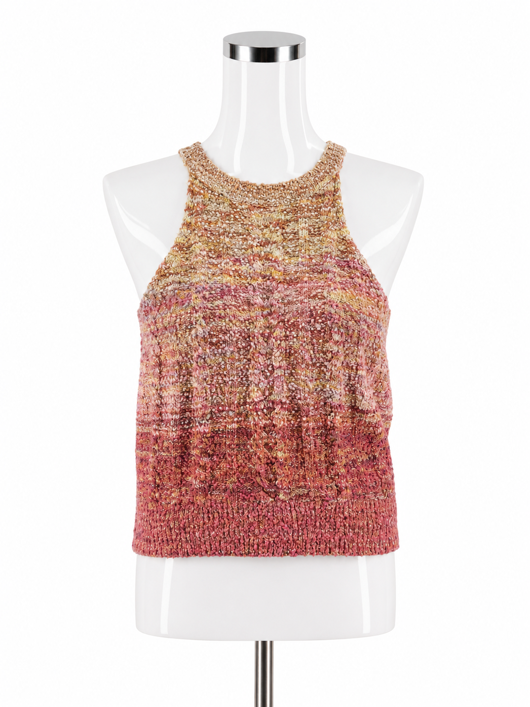 Pilcro Bouclé Knit Halter Sweater Tank Top Size Small Pink Yellow Ombre Italian Made