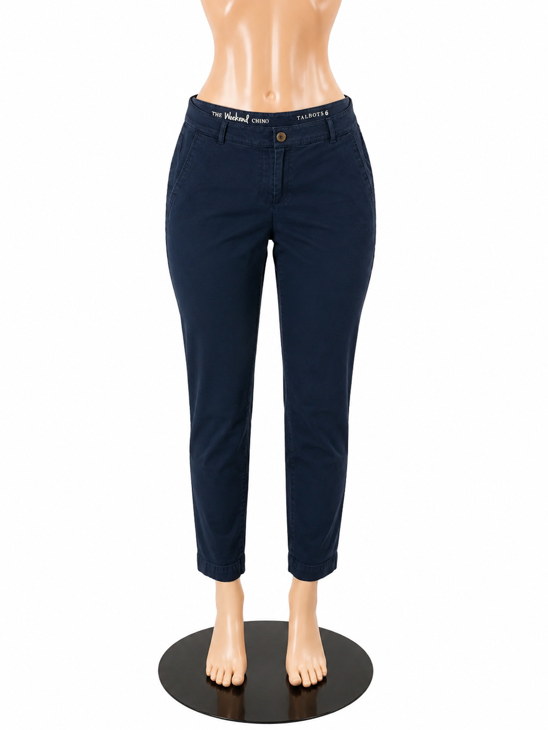 Talbots The Weekend Chino Pants Size 6 Navy Blue Cropped Ankle
