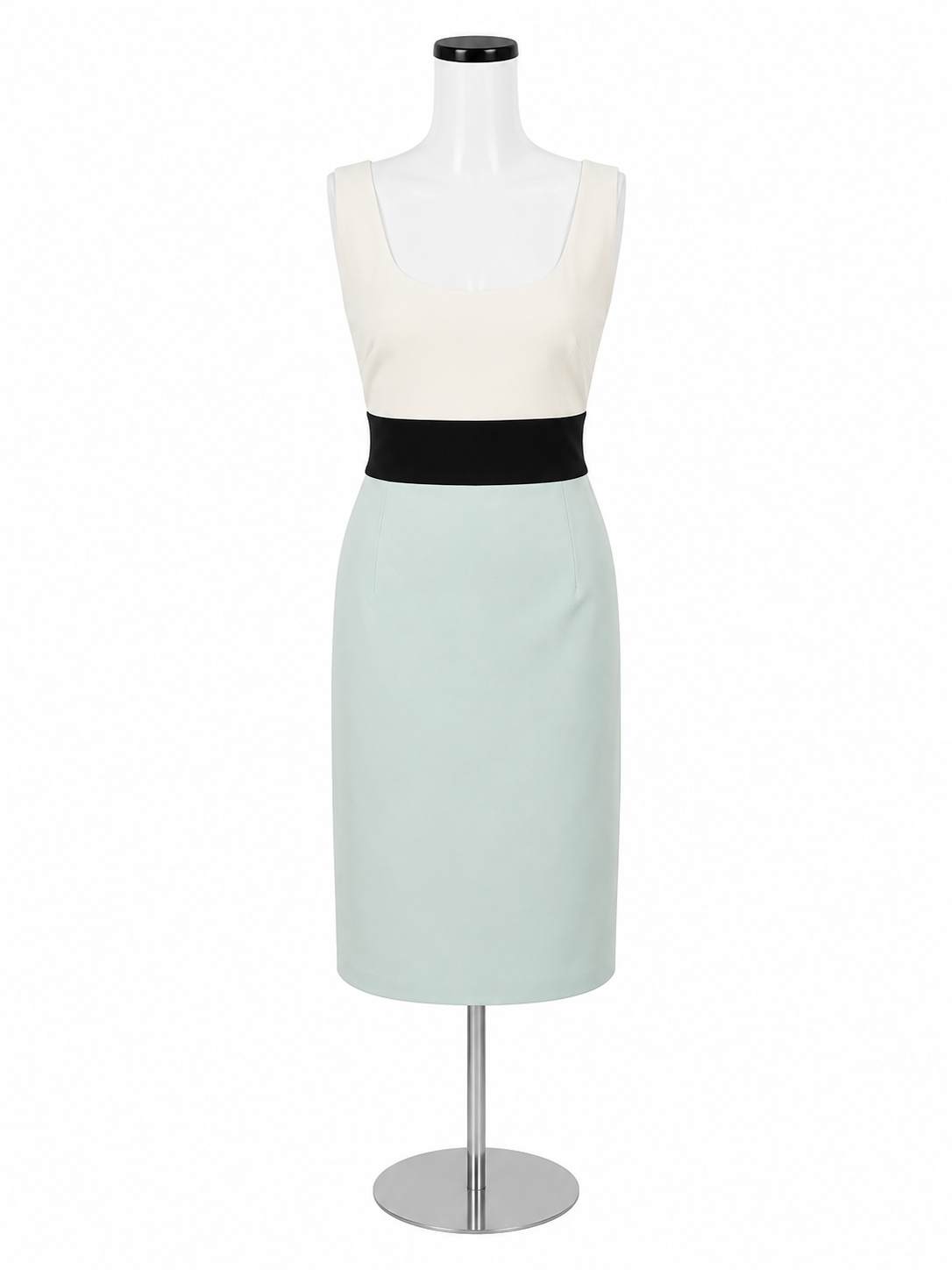 Donna Morgan Colorblock Sheath Dress Ivory Black Blue Size 12