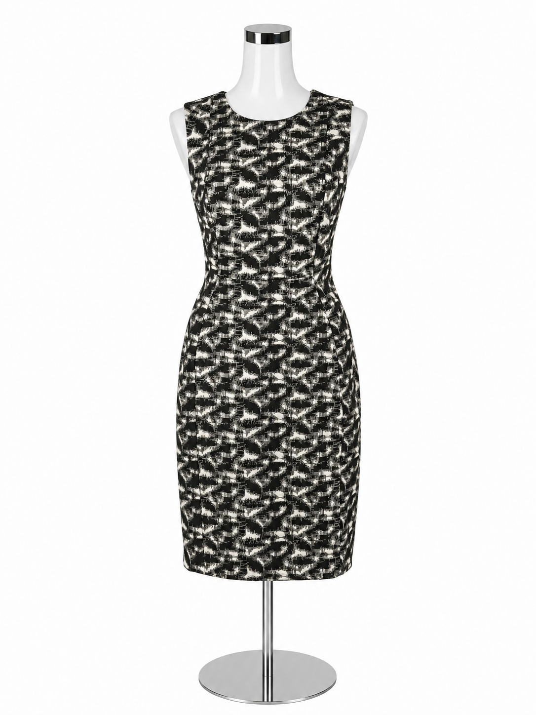 Calvin Klein Black & White Abstract Jacquard Sheath Dress Size 4