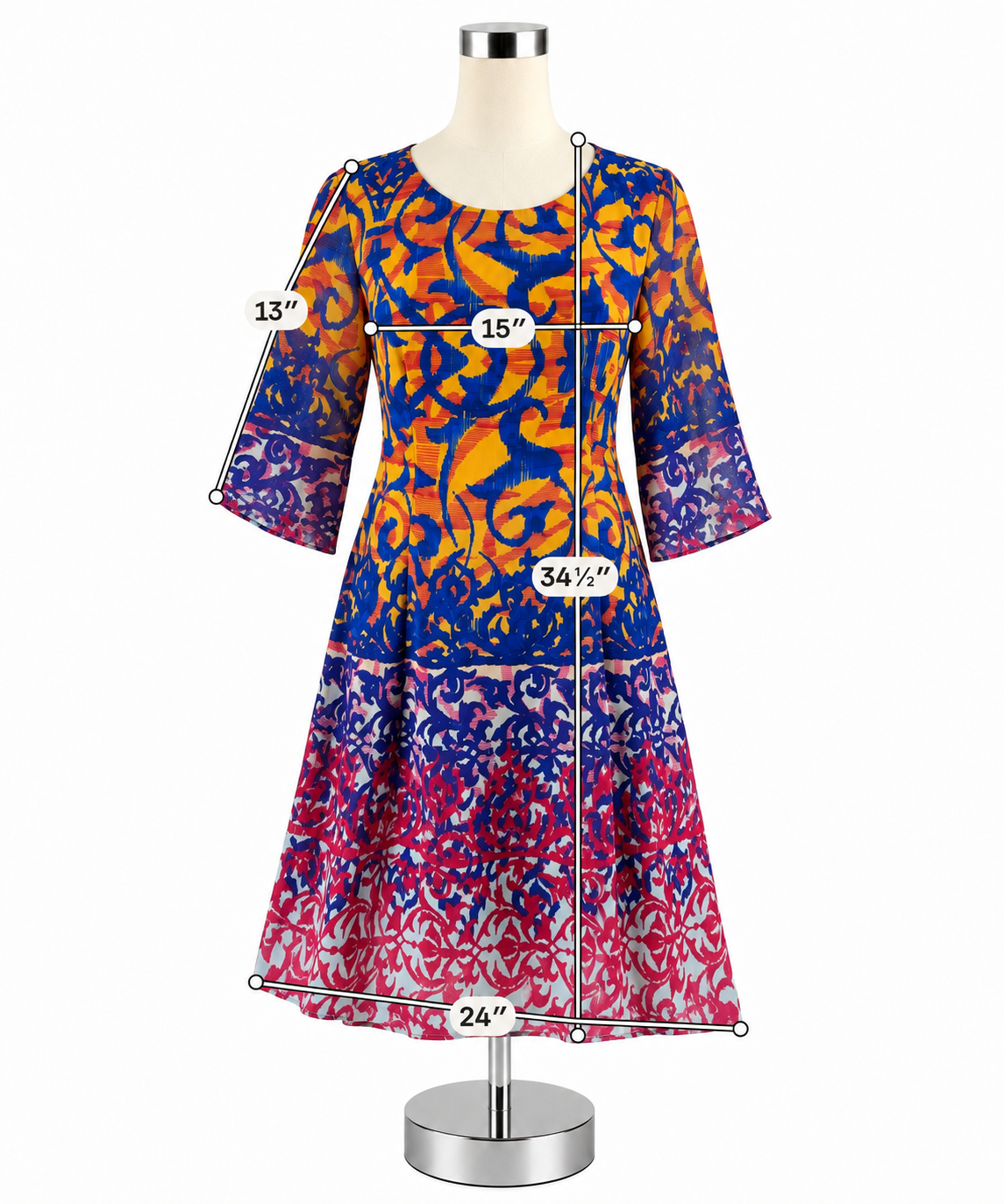 Rabbit Rabbit Rabbit Tabbi Designs Abstract Bell Sleeve Shift Dress Size 10